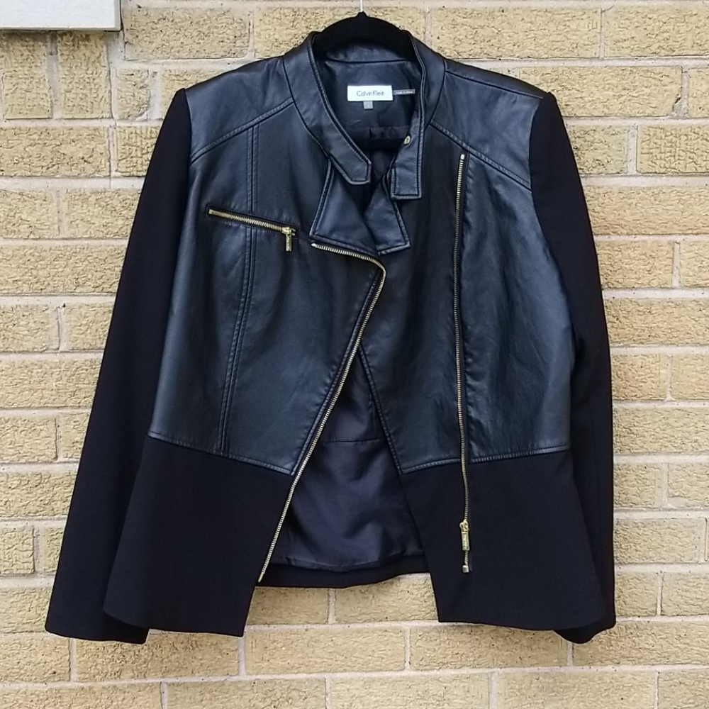 Black Asymmetrical Moto Calvin Klein Jacket